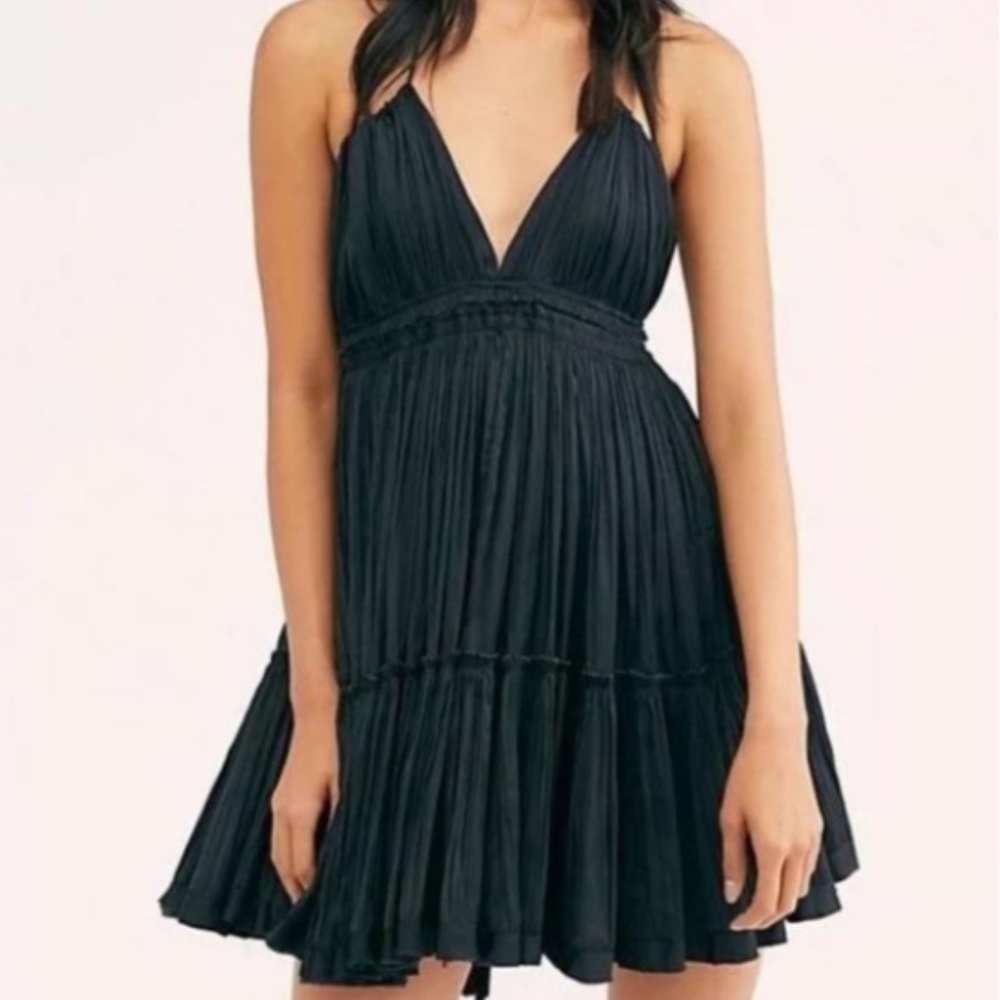 Free People 100 Degrees Of Shine Black Mini Dress - Picture 3 of 11